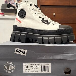 Palladium White and Black Combat Boots